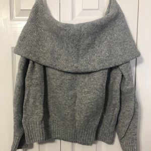 Off the shoulder gray sweater